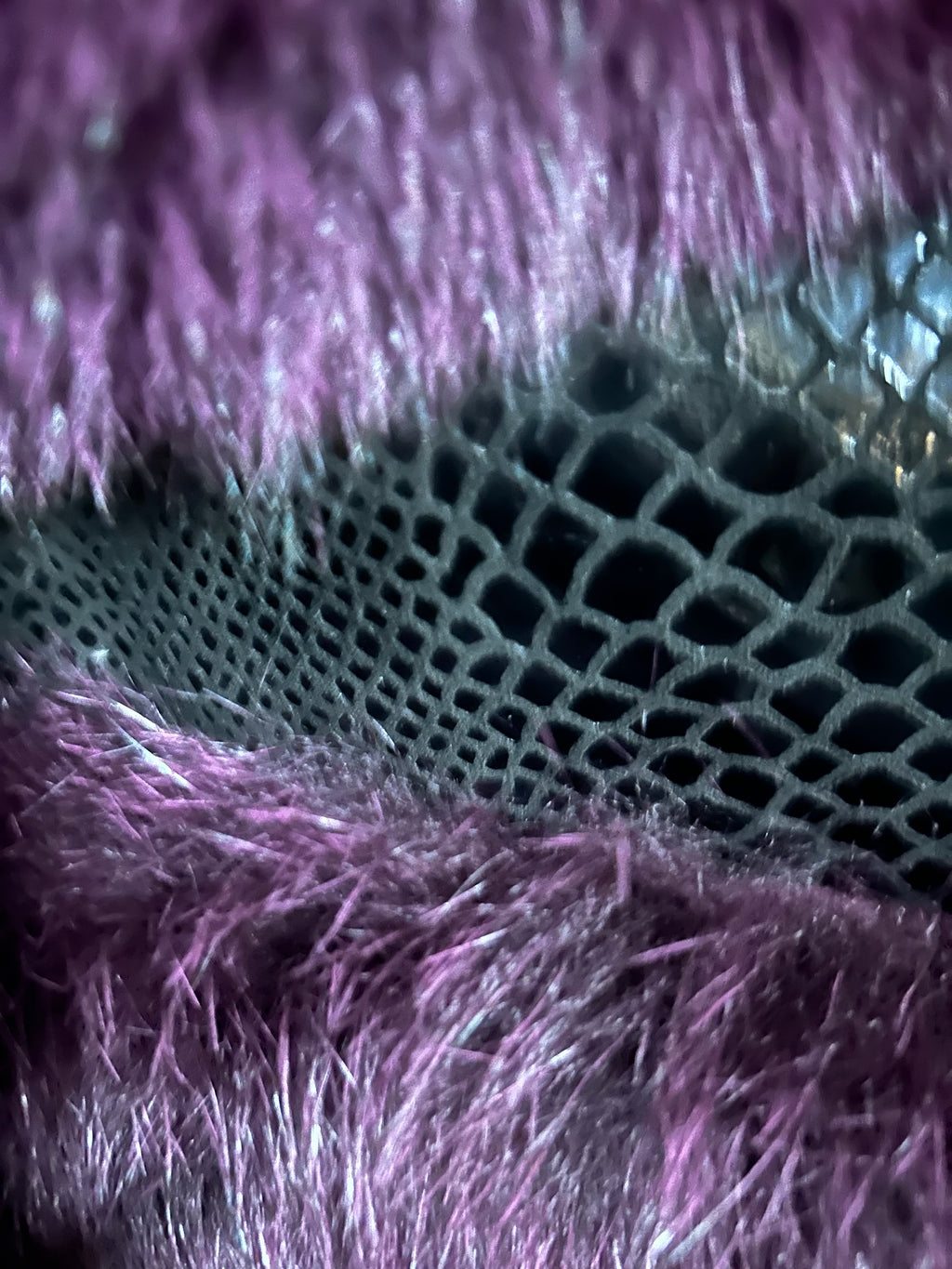 Purple Fox fur vest with leather snake skin size M