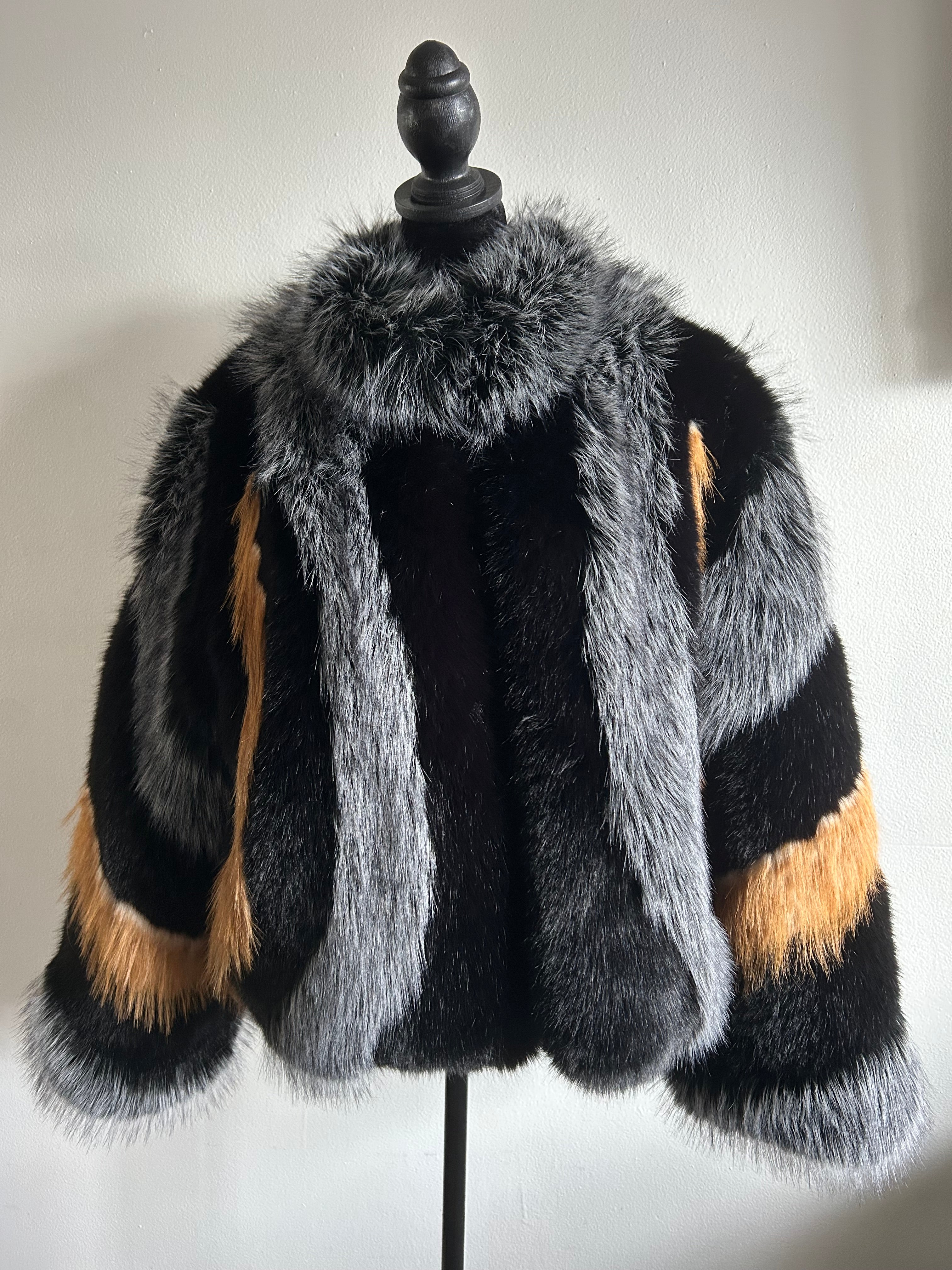 Chic Faux Fur Jean Jacket size XL