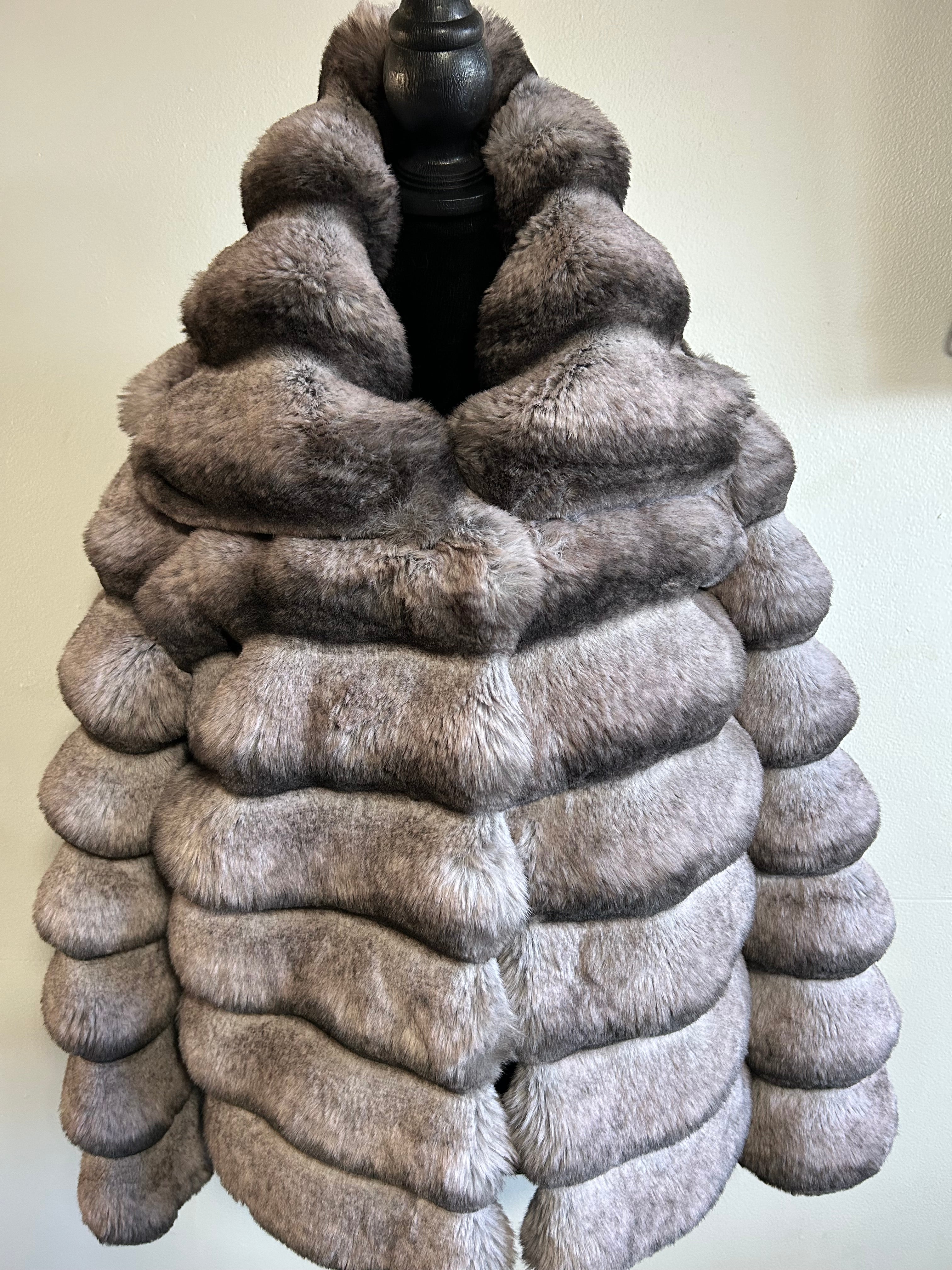 Rex Rabbit Chinchilla Fur Jacket size M