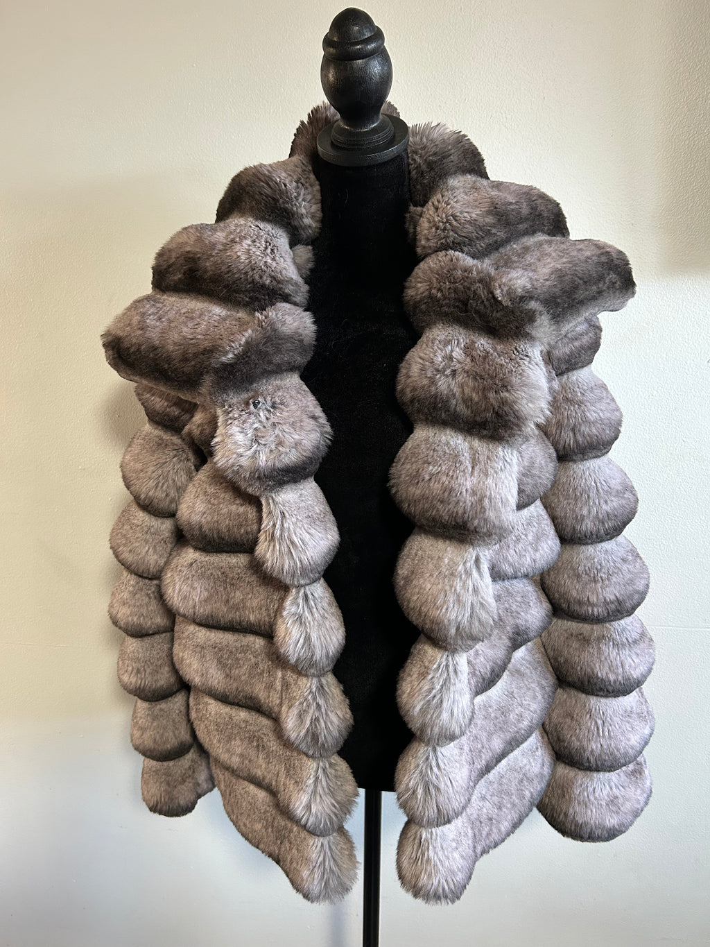 Rex Rabbit Chinchilla Fur Jacket size M
