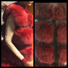 Cranberry Red  Fox Vest with Snake Skin