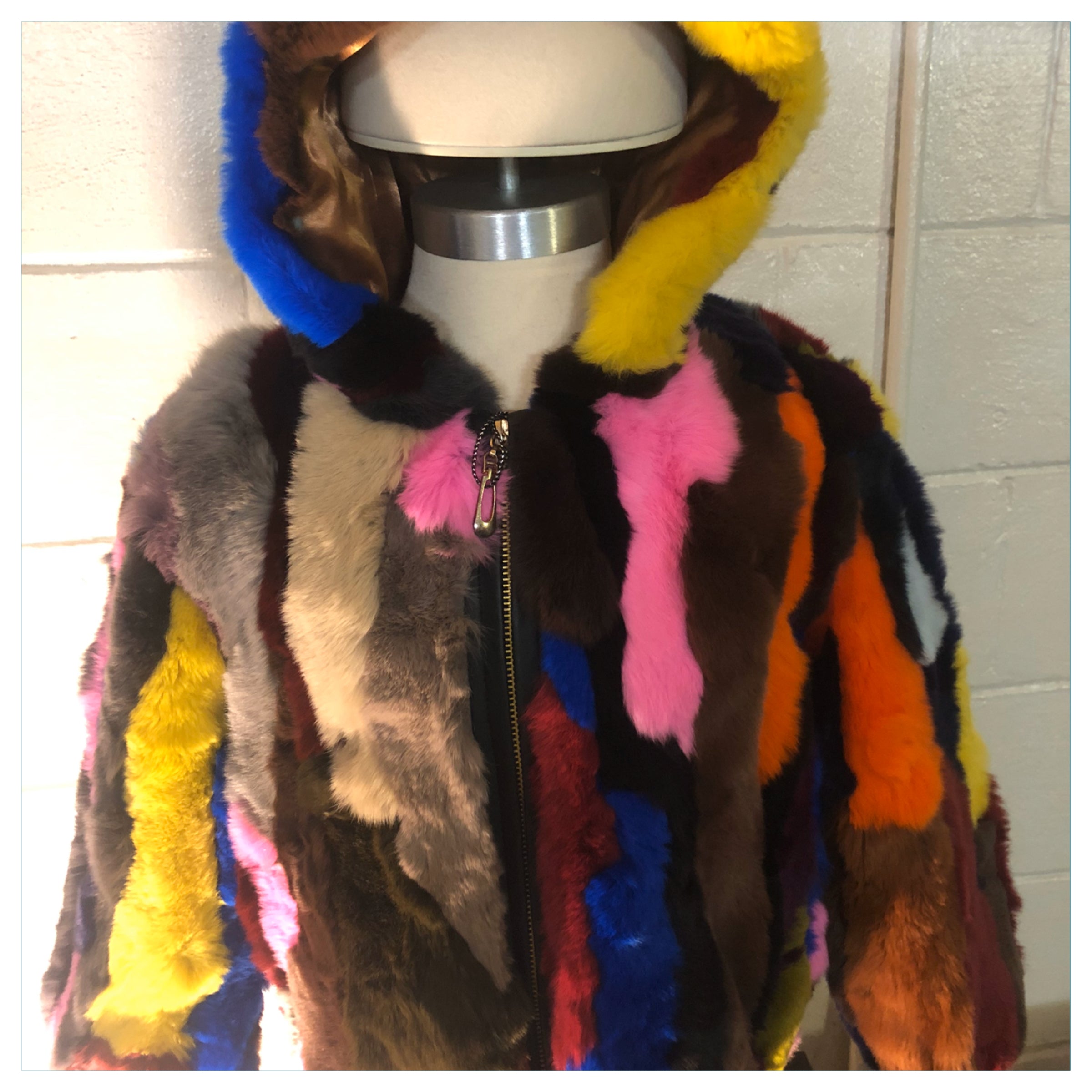 Kids Bomber Rabbit Fur Jacket